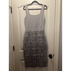 NWT Free People Endless Rose Women’s Casual Knit Tank Fringe Dress Size S Silver